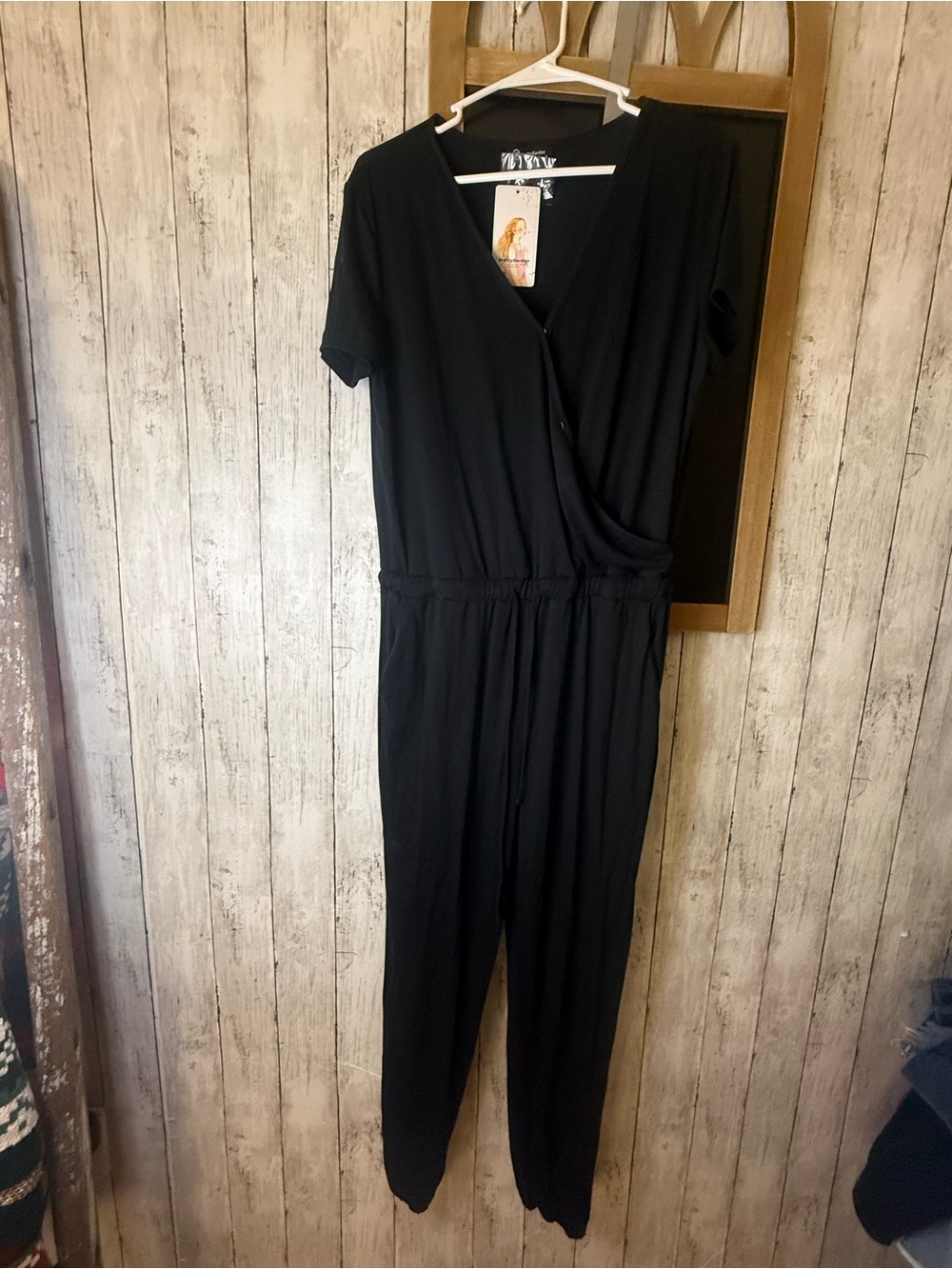 NWT Prettygarden Large Black Comfy Short Sleeve Jumpsuit
